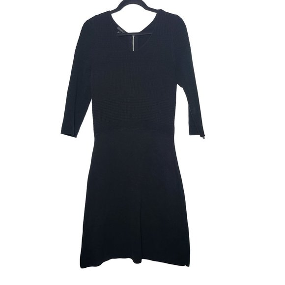 Talbots Women's Textured Long Sleeve Black Sweater Dress Size Small Neutral - Picture 1 of 8